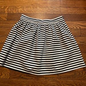 Black and White Striped Skater Skirt